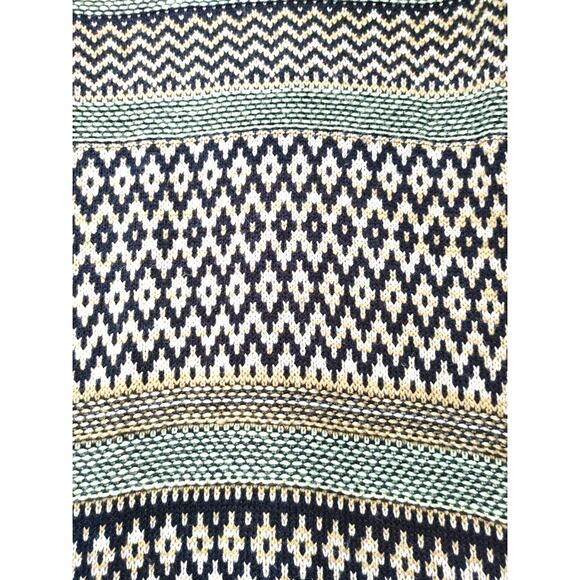 Pink Rose Bodycon Mini Sweater Dress 3/4 Sleeve Fairisle Striped Green Womens S - Picture 3 of 7